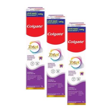 Imagem de Kit 3 Cremes Dentais Colgate Total Gengiva Reforçada 140g