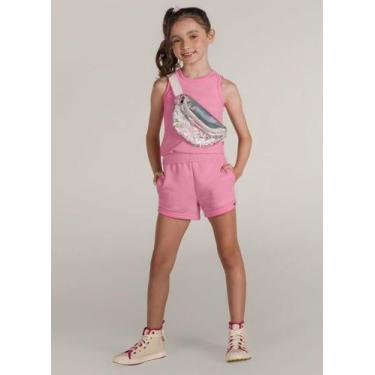 Imagem de Shorts Básico Infantil Menina de Moletinho Brandili-Rosa, Rosa, 14