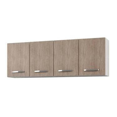 Imagem de Armário Aéreo Panamá 04 Portas 160cm Branco/Castanho - Lumil Móveis