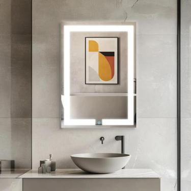 Imagem de Espelho Grande Decorativo com Led Retangular Iluminado 70x50cm Touch S