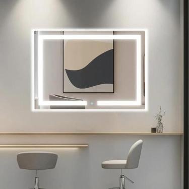 Imagem de Espelho Grande Retangular 50x70cm Iluminado Touch Screen Luz Branca Fr