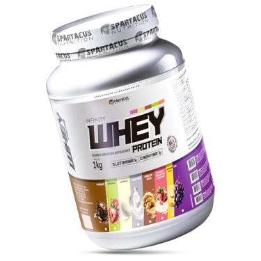 Imagem de Whey Protein Infinity Blends Com 3000mg Creatina e Glutamina Refil 1Kg Whey Concentrado Rende 25 Porções Matéria Prima Importada - Spartacus Nutrition (1Kg, Chocolate Branco com Morango)