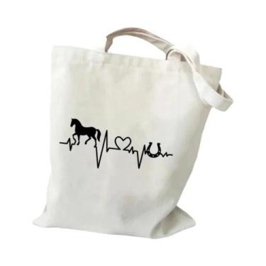 Imagem de Bolsa De Ombro Feminina De Grande Capacidade Com Gráficos De Cavalos E