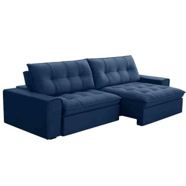 Imagem de Sofá Retrátil Reclinável 3 Lugares 250cm Argon F05 Veludo Azul - Mpozenato