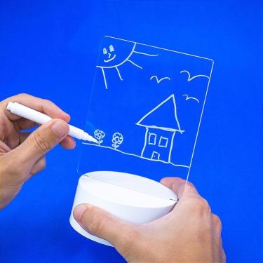 Imagem de Quadro Luminária LED para Escrever Anotações Modelo Acrílico Retrato com Placa Retangular e Luz LED Branca Quente Branco