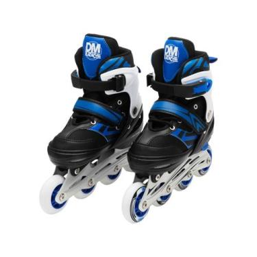 Imagem de Patins In Line Infantil DM Radical Azul e Preto, Azul e Preto, 33-37