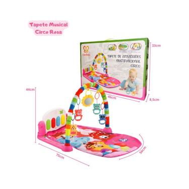 Imagem de Tapete de Atividades Musical Tapete Musical Circo Rosa com Piano Interativo e Móbiles p...
