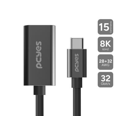 Imagem de Cabo Usb Tipo-C para Hdmi Pucf-15-2.1 8k 60hz 4k 144hz 32 Gbit-s 15cm Preto Pcyes