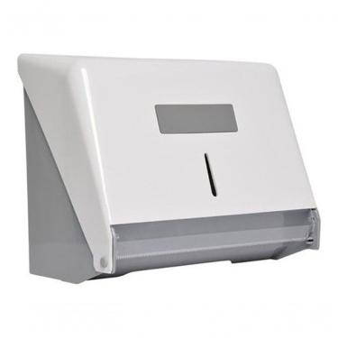 Imagem de Toalheiro para Papel Bobina Até 100 m em Plástico ABS com Visor e Fechadura Branco Higipack