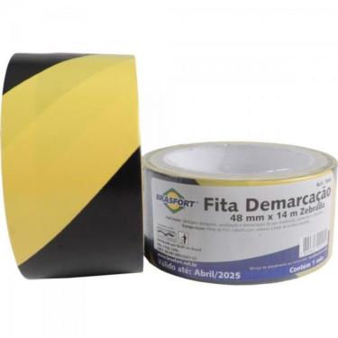 Imagem de Fita Demarcação Solo 48mm X 14m Preta Amarela Brasfort