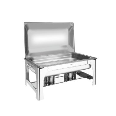 Imagem de Rechaud Tampa Removível com Fogareiro Cuba GN 1-1 9 l para Manter Alimentos Aquecidos em Aço Inox com Alças para Bufês