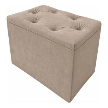 Imagem de Puff Bau Organizador Porta Objetos Bege Suede - lsnmix