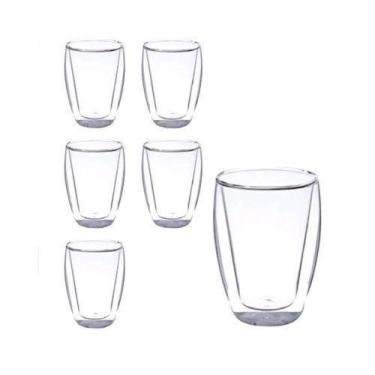 Imagem de Cj 6 copos para cha dupla parede de vidro 260ml - LYOR
