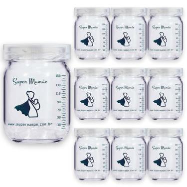 Imagem de Pote de Vidro para Leite Materno 150ml Super Mamãe Original - 10 unida