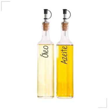 Imagem de Galheteiros de Vidro 500ml  Bico Dosador Cortiça  Vinagre  Azeite  Sho