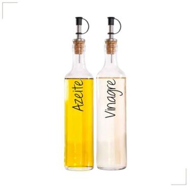 Imagem de Galheteiros de Vidro 500ml  Bico Dosador Cortiça  Vinagre  Azeite  Sho