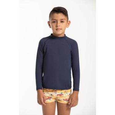 Imagem de Kit Camiseta de Proteção Solar e Sunga Barquinhos - Cor De Cacau, 08, 
