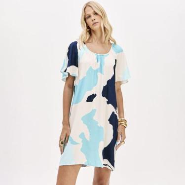Imagem de Vestido Curto Lança Perfume Estampado Pr26 Azul Feminino, G