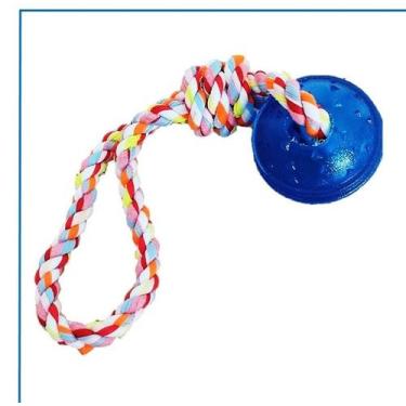 Imagem de Brinquedo pet Bola c/ corda cabo de guerra cachorro Pawise, Azul