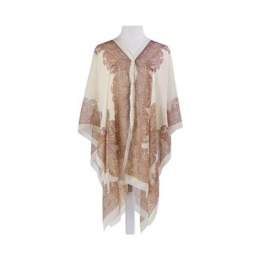 Imagem de Xale Feminino De Chiffon Com Estampa Paisley E Proteção Solar, Toalha 