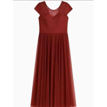 Imagem de Vestido Festa Longo Renda e Tule - Sem marca