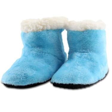 Imagem de Pantufa Infantil Bebe Azul Peluciada com tiras autocolantes - Gici Ves