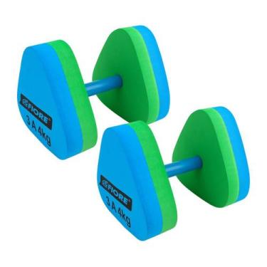 Imagem de Halter Triangular EVA Para Hidroginástica 3 A 4 Kg Fiore, Azul, Verde