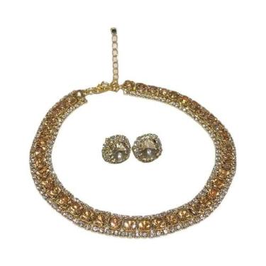 Imagem de Conjunto De Colar E Brincos De Cristal Verde Com Strass Para Mulheres,