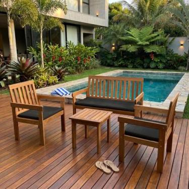 Imagem de Conjunto Relax para Área Externa em Madeira Maciça 1 Sofá 2 Poltronas 