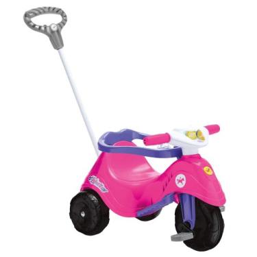 Imagem de Triciclo Infantil Lelecita Rosa com Pedal e Empurrador Calesita - 1006