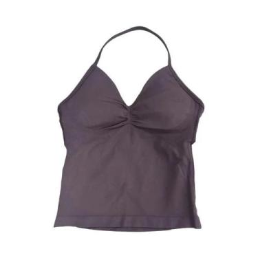 Imagem de Top De Ginástica Feminino Longline Com Alças E Costas Abertas, Sem Log