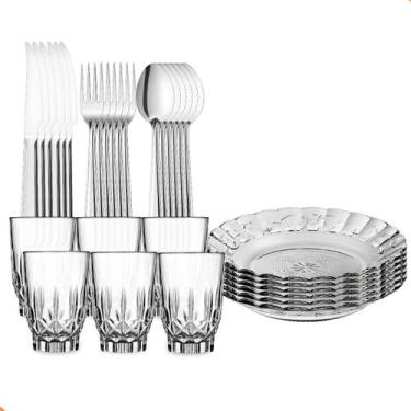 Imagem de Aparelho De Jantar 30 Peças Pratos Copos E Talheres Inox - Suas compra