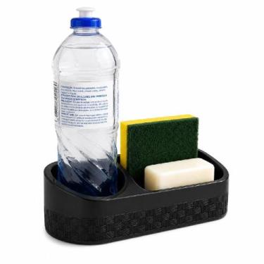 Imagem de Organizador de Pia Rattan Porta Detergente Esponja e Sabão com Base Re