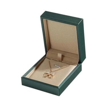 Imagem de Caixa De Joias De Couro PU Verde Dourado De Alta Qualidade Para Anéis,