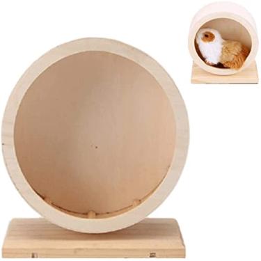 Imagem de MMIAOO Hamsters giratórios, brinquedo de corrida para hamsters – Roda de corrida silenciosa de madeira, para hamster, porquinho-da-índia e chinchila (17,5 cm)