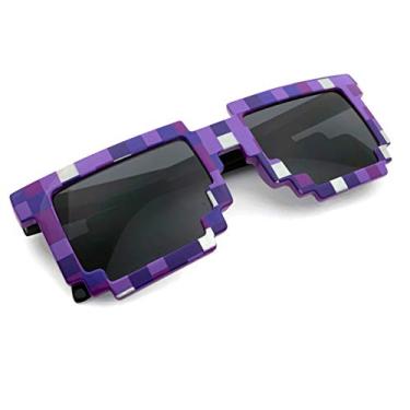 Imagem de grinderPUNCH Óculos de sol para jogadores geek retrô de pixel de 8 bits tamanho adulto, Roxa, Large