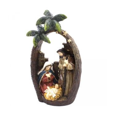 Imagem de Presépio Com Luz Sagrada Família 21Cm Árvore Colorido