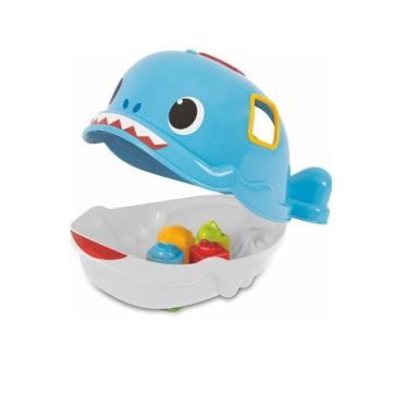 Imagem de Brinquedo Infantil Bebê Jack Tubarão com Formas Geométricas Merco Toys