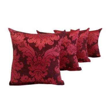 Imagem de Kit 4 Almofadas Silicone Jacquard Medalhão Vermelho Macia
