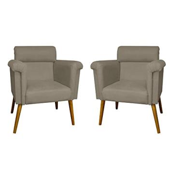 Imagem de Kit 02 Poltronas Decorativa Elisa Pés Palito Suede Capuccino - DS Estofados