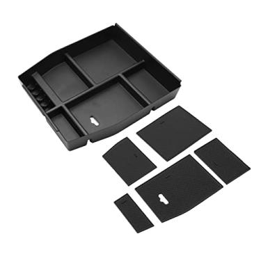 Imagem de Recipiente de apoio de braço de carro Aramox, organizador de caixa de armazenamento de apoio de braço de console central de 5 slots com substituição de tapete antiderrapante