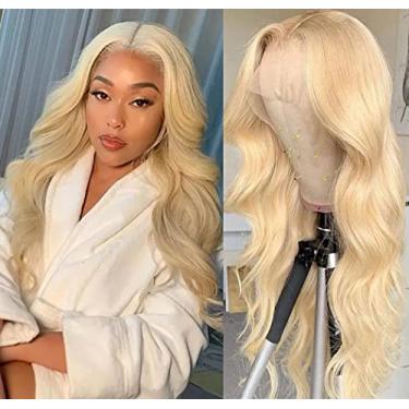 Imagem de QDOMEIAI Perucas de cabelo humano loiro 613 13 x 6 HD transparente entrelaçado frontal ondulado perucas com baby hair para mulheres negras peruca de cabelo virgem brasileiro pré-colhido densidade 180% 40 centímetros