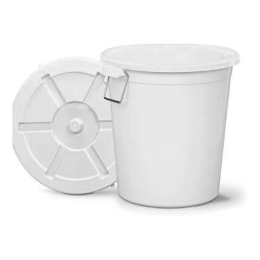 Imagem de Cestão 50 Litros Com Tampa E Alça Em Aço Lixeira Branco