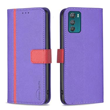 Imagem de HONGYAN Capa de telefone Para Motorola Moto G42 4G BF13 Cor correspondente de textura de couro de textura Capa protetora