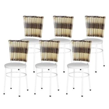 Imagem de Jogo 6 Cadeiras Para Cozinha Branca Hawai Cappuccino Premium - Lamar D