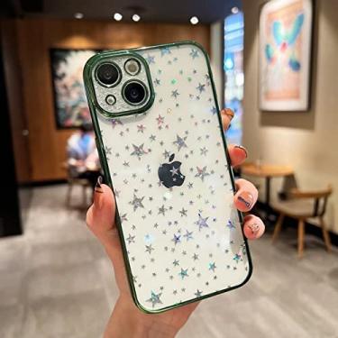 Imagem de Para iPhone 13 12 11 Pro Max 8 7 Plus XR XS X Glitter Star Plating TPU Soft Case Capa Para iPhone 11 12 14 SE 2022, Verde, Para iPhone 14 Plus