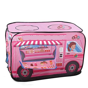 Imagem de Natudeco Kids Play Game House Sorvete Caminhão Policial Ônibus Crianças Tenda Dobrável Caminhão de Combate a Incêndio Crianças Canopy para jogos internos, 28,3 x 28,3 x 44,1 pol(pink)