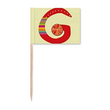 Imagem de G Alfabeto Laranja Frutas Bonito Padrão Palito Bandeiras Marcador Decoração de Festa