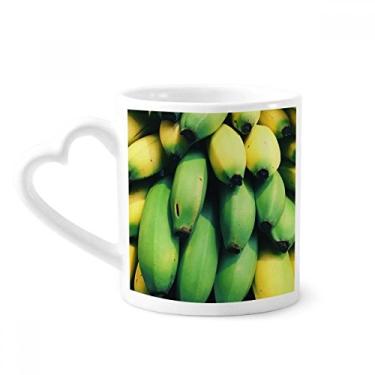 Imagem de Caneca com foto de banana amarela frutas frescas café cerâmica copo de coração de vidro