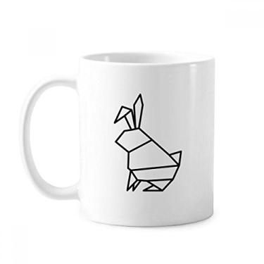 Imagem de Caneca abstrata de origami coelhos forma geométrica cerâmica xícara de café porcelana louça